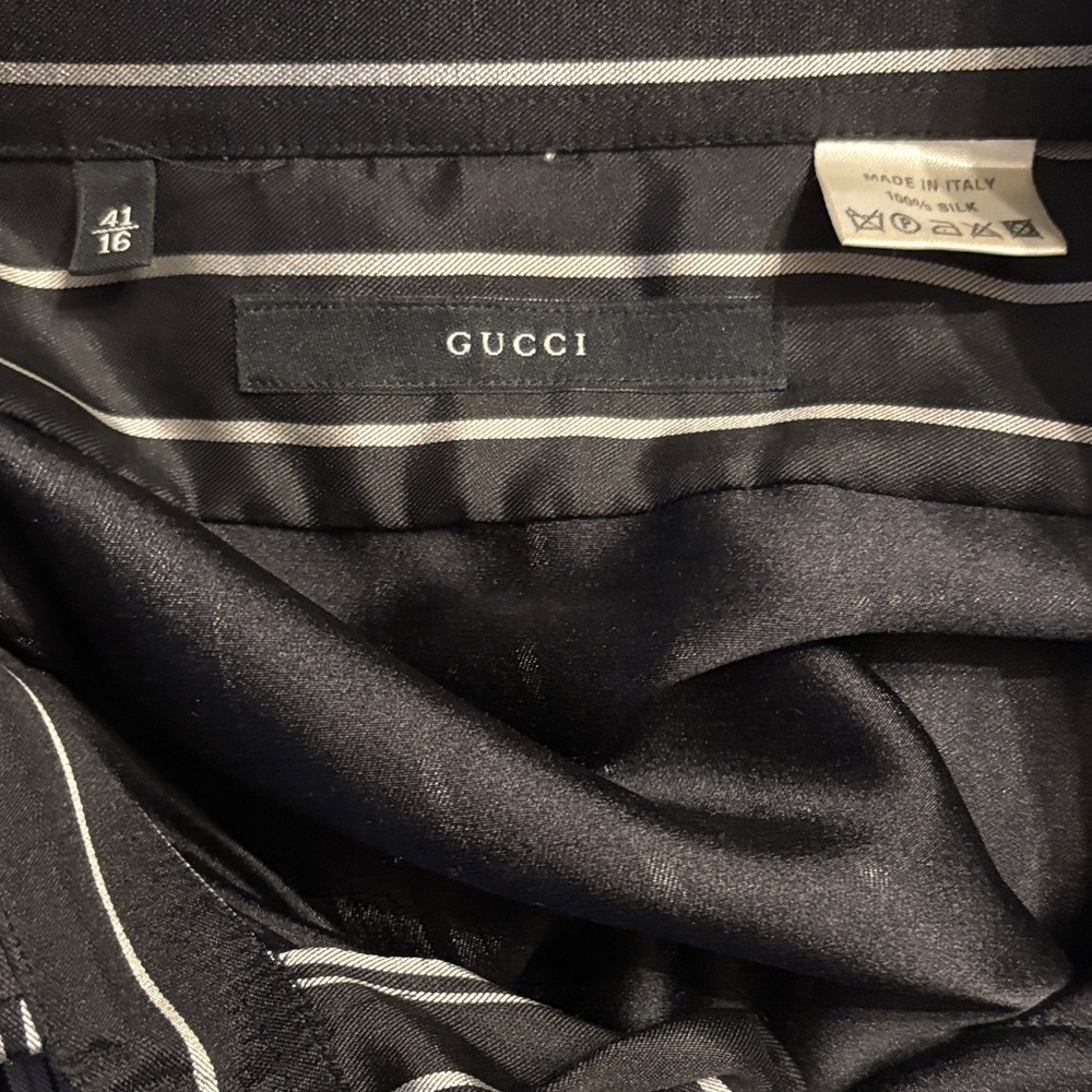 Gucci Silk Black and Silver Striped Dress Shirt - Picture 2 of 3